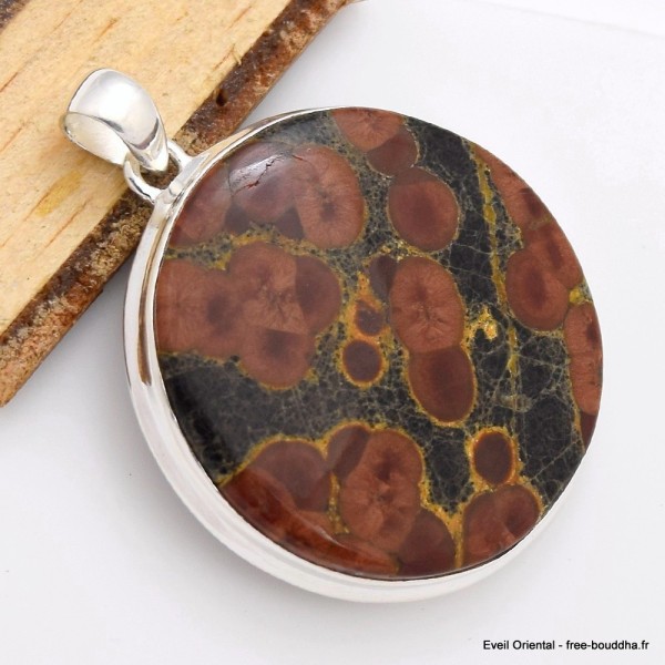 Gros pendentif rond Obsidienne Peanut Pendentifs pierres naturelles CWA9