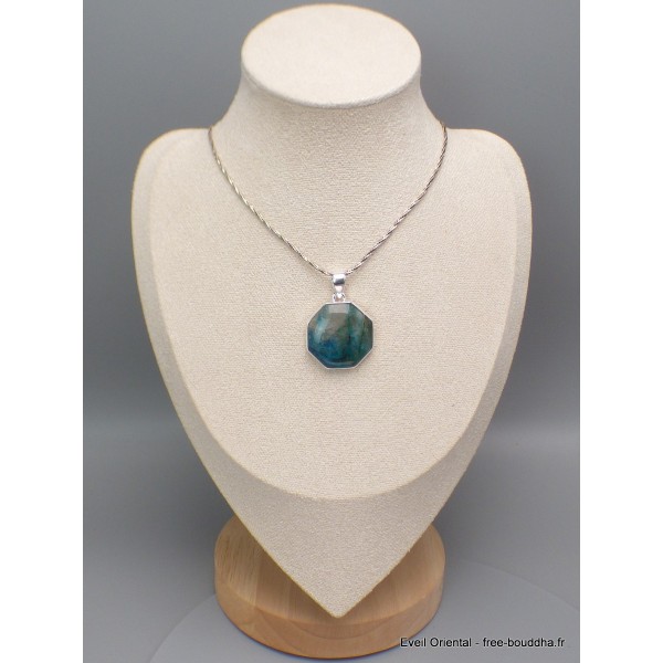Pendentif hexagonal Quantum Quattro bleu vert Pendentifs pierres naturelles CWA10.15