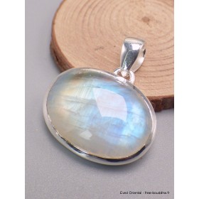 Pendentif Pierre de lune bleue Péristérite oval Bijoux en Pierre de lune CWA12