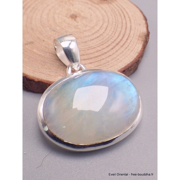 Pendentif Pierre de lune bleue Péristérite oval Bijoux en Pierre de lune CWA12