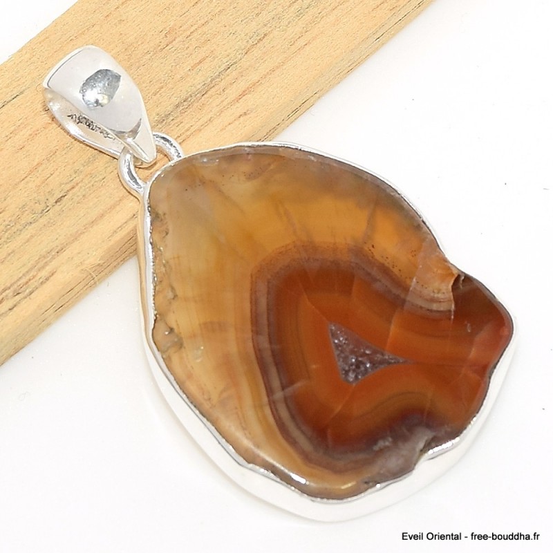 Pendentif Agate de Botswana tranche ocre jaune Bijoux en Agate CWA13.2