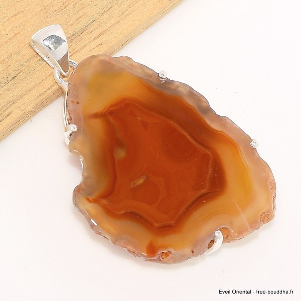 Pendentif Agate de Botswana tranche serti griffes Bijoux en Agate CWA13.3