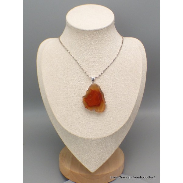 Pendentif Agate de Botswana tranche serti griffes Bijoux en Agate CWA13.3