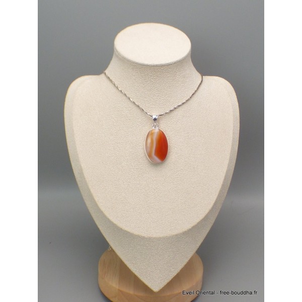 Pendentif Agate du Lac Supérieur orange blanche Pendentifs pierres naturelles CWA14