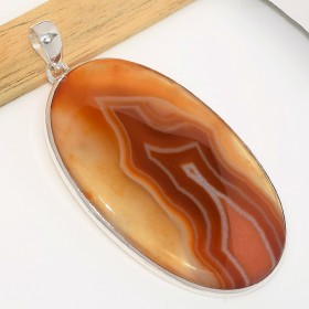 Très gros Pendentif Agate du Lac Supérieur 8,8 cm Bijoux en Agate CWA14.1