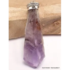Grand pendentif Améthyste brute sur roche-mère - Pendentifs pierres naturelles