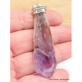 Grand pendentif Améthyste brute sur roche-mère - Pendentifs pierres naturelles