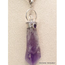 Grand pendentif Améthyste brute et Diamant d'Herkimer Bijoux en Diamant d'Herkimer CWA18.3