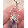Grand pendentif Améthyste brute et Diamant d'Herkimer Bijoux en Diamant d'Herkimer CWA18.3