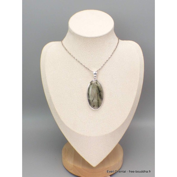 Gros pendentif Actinolite verte ovale Bijoux en Actinolite CWA23
