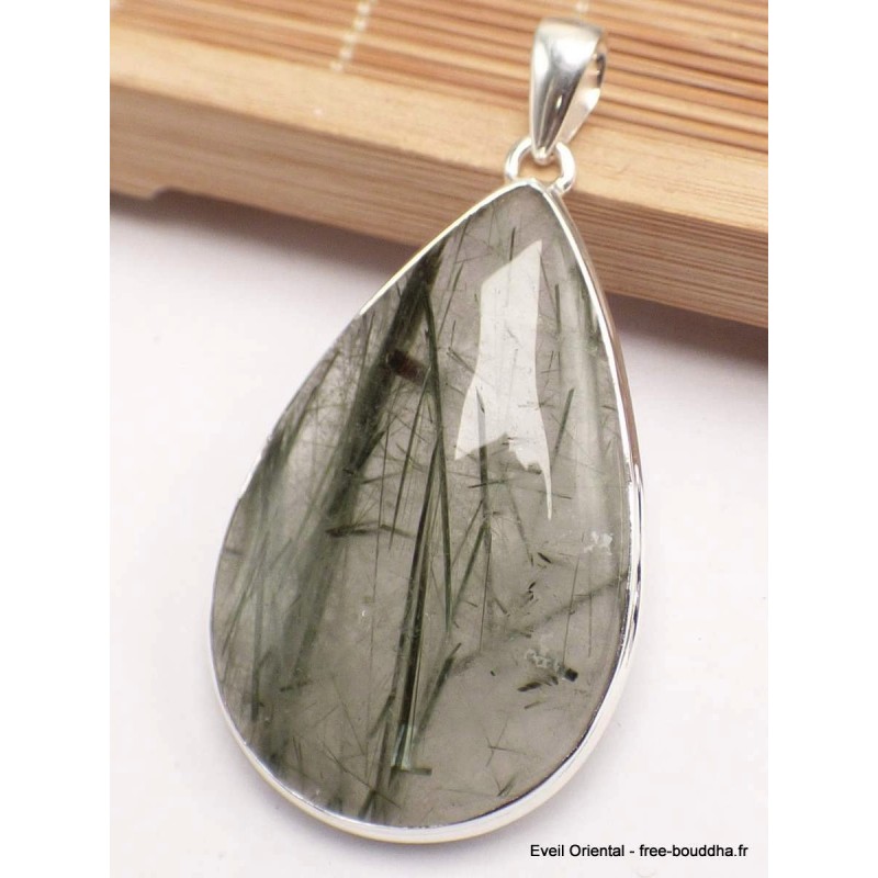 Gros pendentif Actinolite verte forme goutte Bijoux en Actinolite CWA23.1