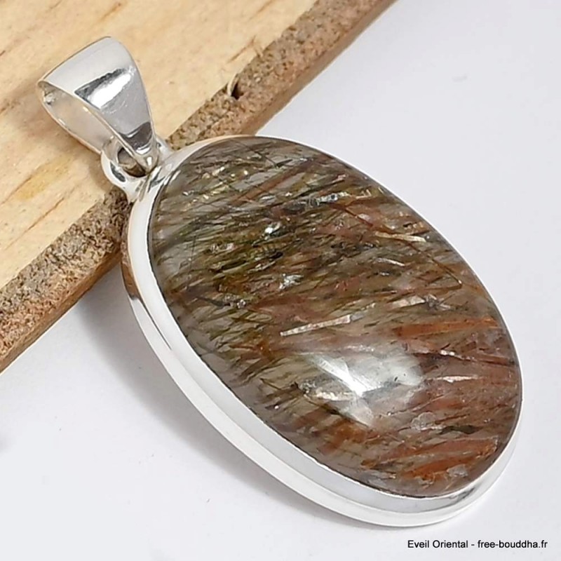 Pendentif ovale en Actinolite verte Bijoux en Actinolite CWA23.3