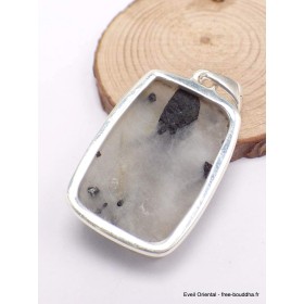 Pendentif Tourmaline noire sur Quartz rectangulaire Bijoux en Tourmaline Noire CWA25.1