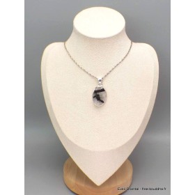 Pendentif Tourmaline noire sur Quartz blanc ovale Bijoux en Tourmaline Noire CWA25.2