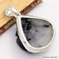 Pendentif Tourmaline noire sur Quartz blanc forme goutte Pendentifs pierres naturelles CWA25.3