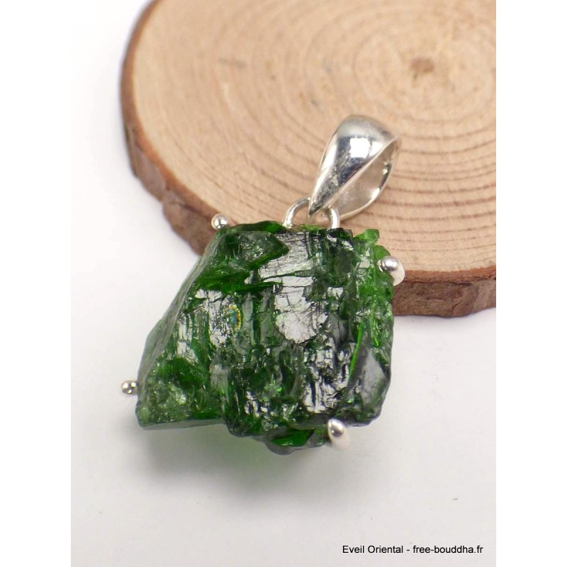 Bijou pendentif Chrome diopside serti griffes Bijoux en Chrome Diopside PAC59.6