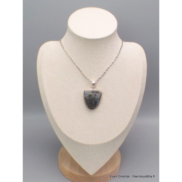 Pendentif Pyrite sur Agate bleue semi-oval Bijoux en Pyrite sur Agate PAC61.6