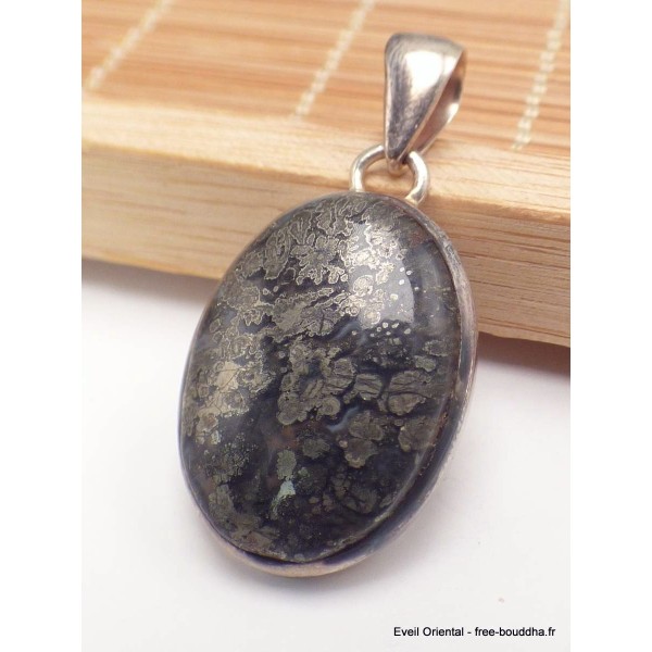 Pendentif Pyrite sur Agate oval-df Bijoux en Pyrite sur Agate PAC61.7
