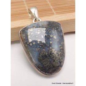 Pendentif Pyrite sur Agate forme écusson Bijoux en Pyrite sur Agate PAC61.8