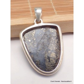 Pendentif Pyrite sur Agate forme écusson Bijoux en Pyrite sur Agate PAC61.8