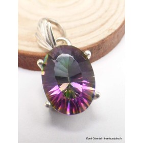 Pendentif argent Quartz mystique bélière feuille Bijoux en Quartz Mystique PAC30.8