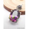 Pendentif argent Quartz mystique bélière feuille Bijoux en Quartz Mystique PAC30.8