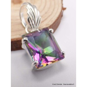 Pendentif argent Quartz mystique rectangulaire Bijoux en Quartz Mystique PAC30.8
