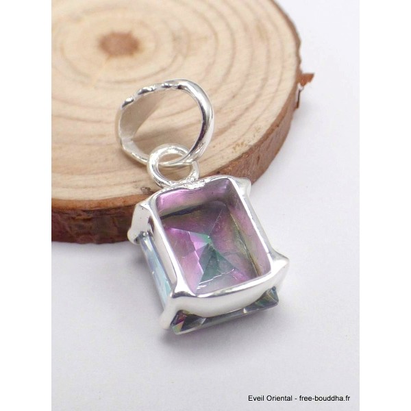 Pendentif argent Quartz mystique rectangulaire Bijoux en Quartz Mystique PAC30.8