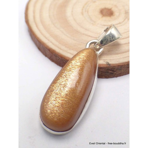 Pendentif véritable Pierre du Soleil dorée forme goutte-dz Pendentifs pierres naturelles PAC71.3
