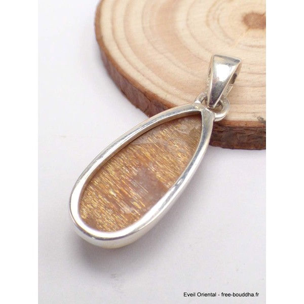 Pendentif véritable Pierre du Soleil dorée forme goutte-dz Pendentifs pierres naturelles PAC71.3