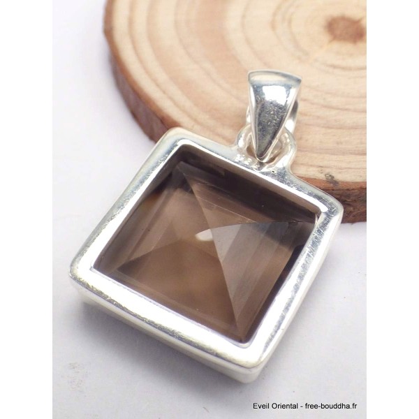 Bijou Quartz fumé pendentif carré Pendentifs pierres naturelles PAC72.6
