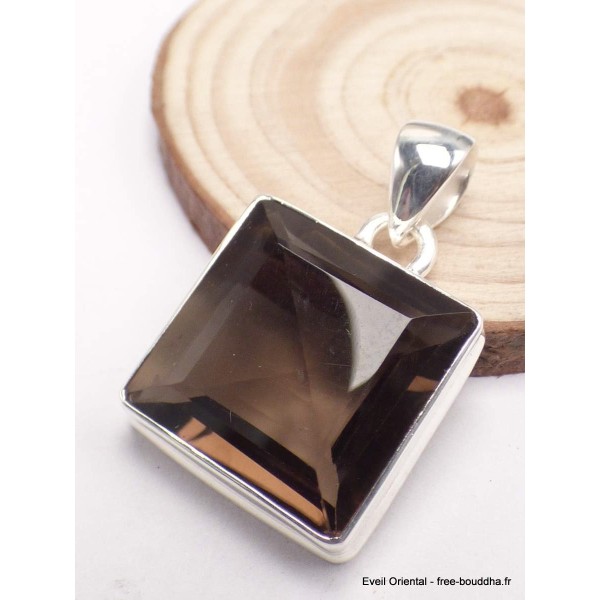 Bijou Quartz fumé pendentif carré Pendentifs pierres naturelles PAC72.6