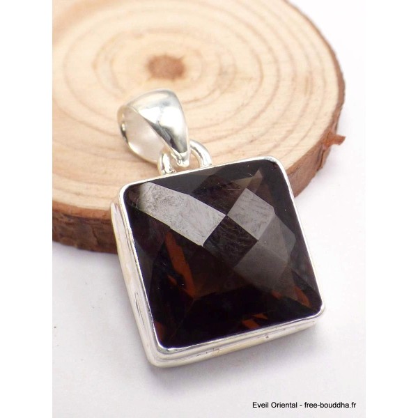 Pendentif Bijou Quartz fumé pendentif carré Bijoux en Quartz Fumé PAC72.7