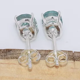 Clous d'oreilles en Fluorite verte facettée - Bijoux en Fluorite