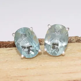 Clous d'oreilles en Fluorite verte facettée - Bijoux en Fluorite