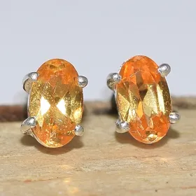 Clous d'oreilles Grenat mandarin oval facetté - Bijoux en Grenat