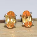 Clous d'oreilles Grenat mandarin oval facetté - Bijoux en Grenat