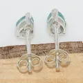 Clous d'oreilles Apatite bleu néon facettée - Bijoux en Apatite bleue