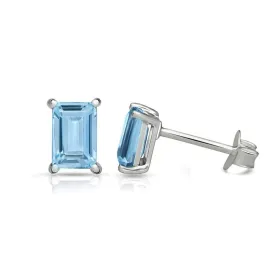 Clous d'oreilles Topaze bleue facettée - Bijoux en Topaze