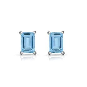 Clous d'oreilles Topaze bleue facettée - Bijoux en Topaze