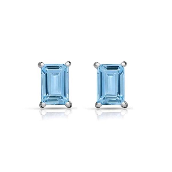 Clous d'oreilles Topaze bleue facettée Bijoux en Topaze CWA36