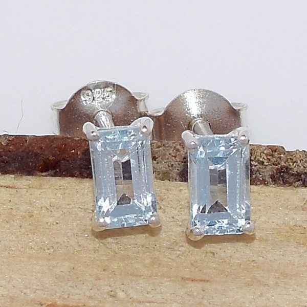Clous d'oreilles Topaze bleue facettée Bijoux en Topaze CWA36