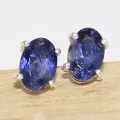 Clous d'oreilles Iolite facettée rondes - Bijoux en Iolites ou Cordiérite