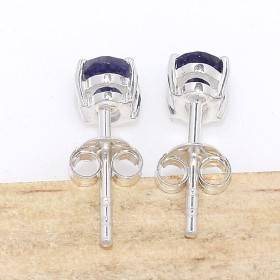 Clous d'oreilles Iolite facettée rondes Bijoux en Iolites ou Cordiérite CWA39