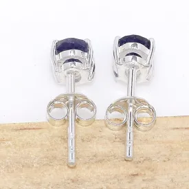 Clous d'oreilles Iolite facettée rondes - Bijoux en Iolites ou Cordiérite