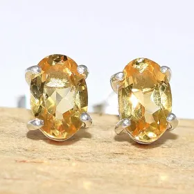 Boucles d'oreilles clous en Citrine facettée - Boucles d'oreilles en pierres naturelles