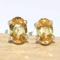 Boucles d'oreilles clous en Citrine facettée - Boucles d'oreilles en pierres naturelles