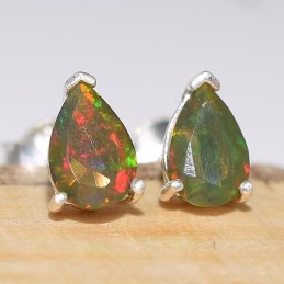 Clous d'oreilles Opale noire forme goutte Bijoux en Opale Noire CWA42.1