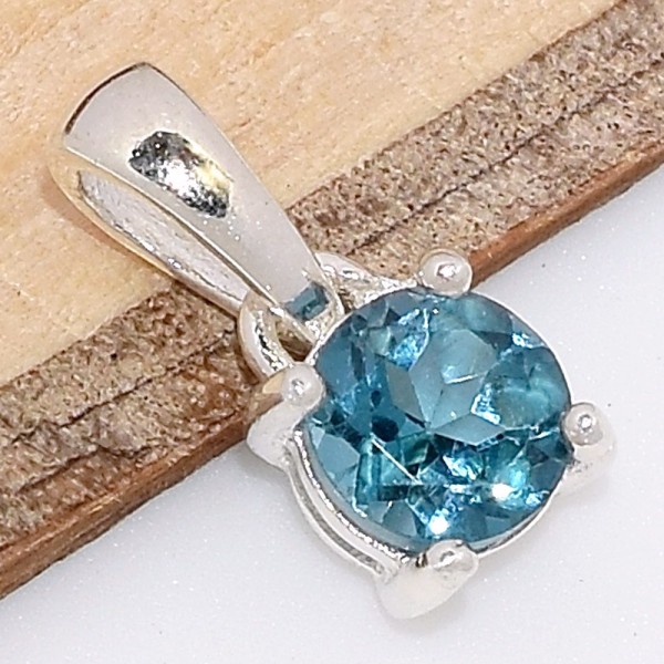 Petit Pendentif rond Topaze London facetté Bijoux en Topaze CWA45