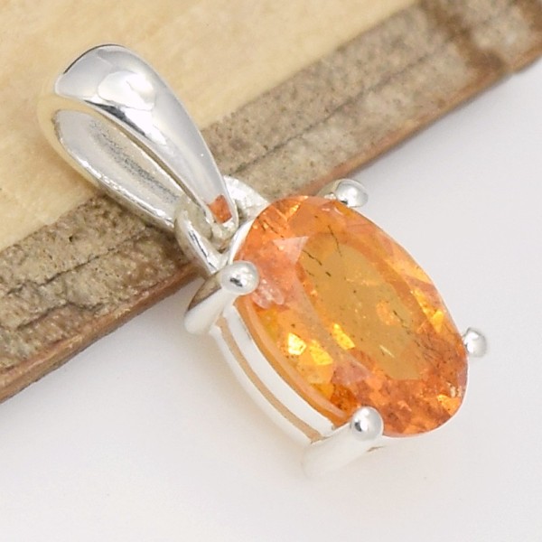 Pendentif Grenat Mandarin facetté oval Pendentifs pierres naturelles CWA47